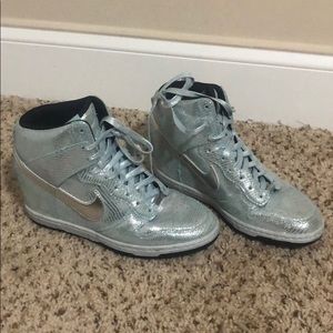 LIMITED EDITION Silver Metallic Nike Dunk Wedges